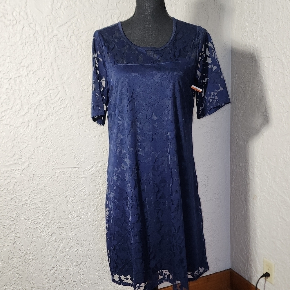 Elegant Navy Lace Dress
